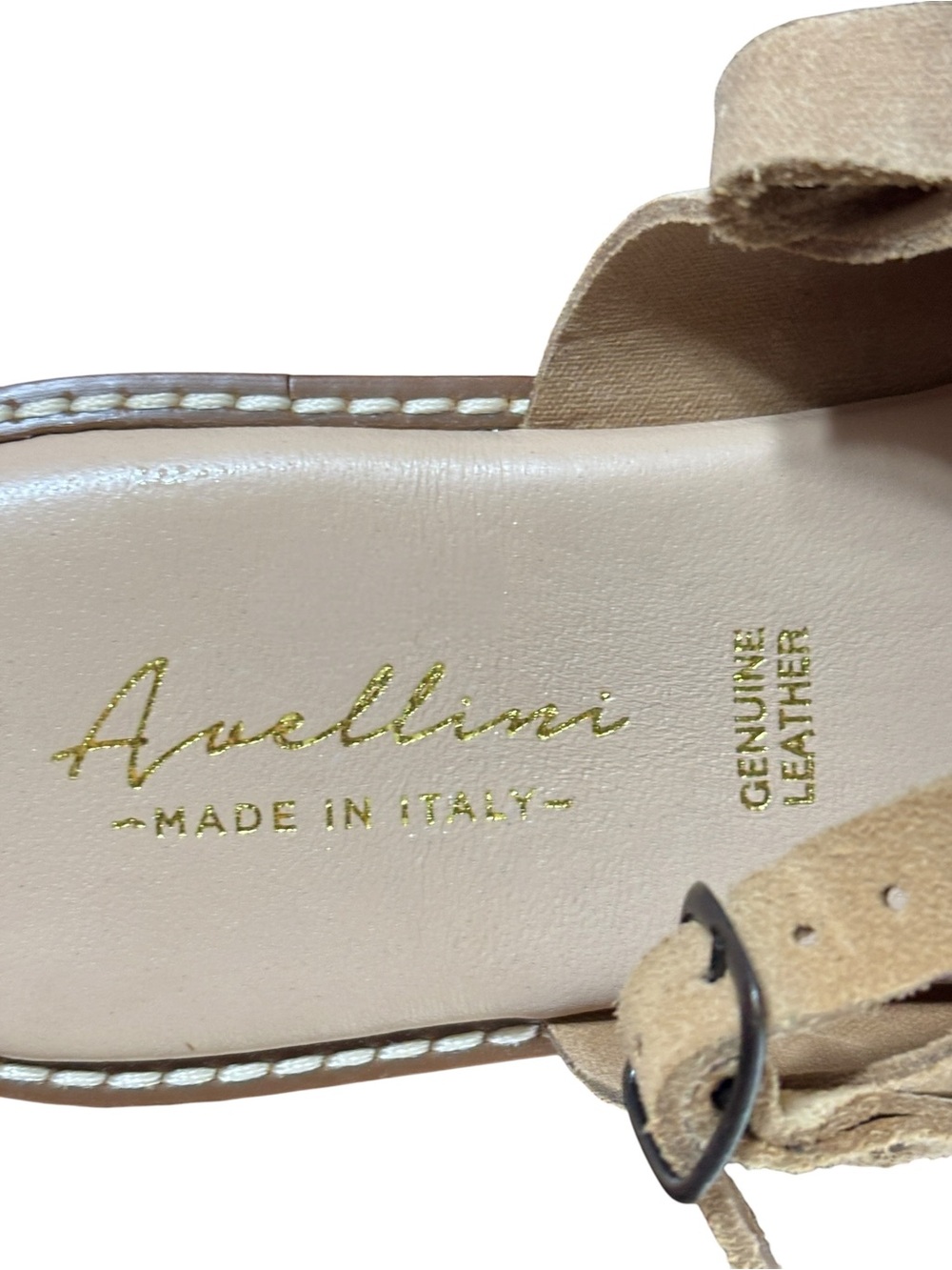 Avellini Italy Tan Suede Slingback Flat Sandals Leather Buckle Size 9.5 - Picture 9 of 12